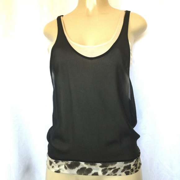 BARBARA BUI Silk top Black Nude Animal Print Layer - Picture 3 of 7